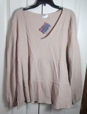NWT BiBi Women's Brown L/S Blouse Size XL