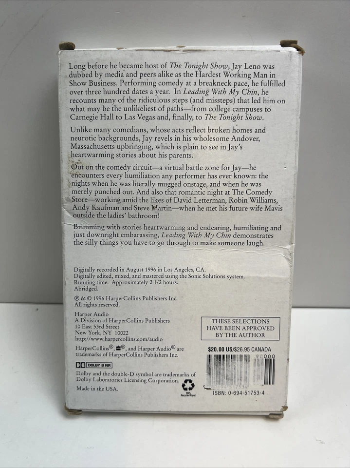 Leading with My Chin ~ Jay Leno ~ Audiobook on Cassette Tape ~ RARE FIND - Image 3 of 4
