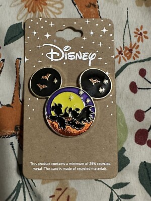 Disney Mickey Mouse Silhouette Bats Scenic Enamel Pin