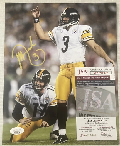 Pittsburgh Steelers Jeff Reed signed 8x10 JSA COA Super Bowl XLIII