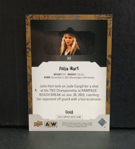 Upper Deck 2023 AEW All Elite Wrestling Gold Julia Hart #32 - Foto 2 di 2