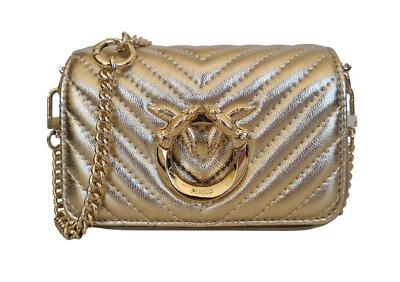 PINKO Love Click Micro Tasche Metal Chevron Schultertasche 100069 Gold