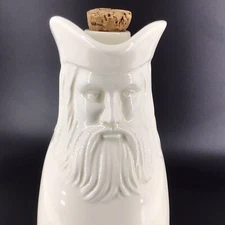 Vintage Figural Face Wine Jug Bottle 10 3/4” Ceramic White