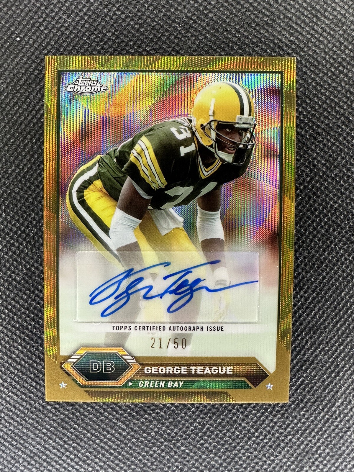 2023 Topps Composite George Teague Auto Chrome Gold Wave Refractor /50! Packers