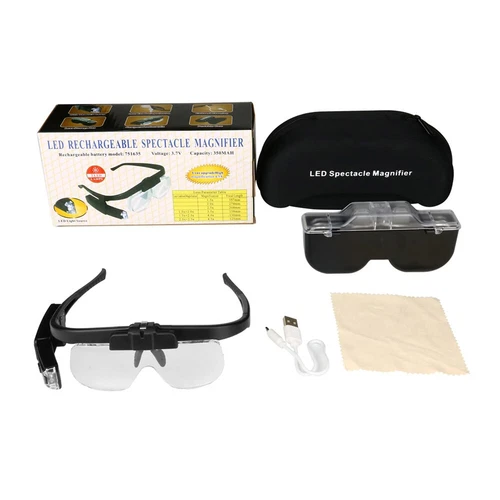 LED Juwelier Vergrößerungsbrille Stirnbandlupe beleuchtetes Visier mit 3 Gläsern - Bild 12 von 12