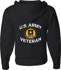 US Army Veteran Soldier For Life Full Zip Hoodie Front and Back