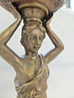 Cute Bronze Figure Statue Woman Carrying Candlestick Candlestick