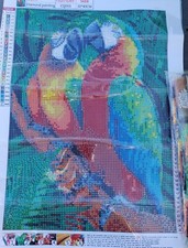 5D DIY Full Drill Colorful Parrots Diamond Painting Round Mosaic Tiles 30x40cm