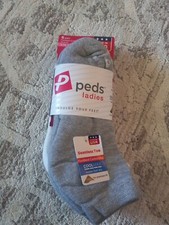 6 Pair Peds Ladies Women's Footbed Cushioning Low Cut Socks Size 5-10 Gray White