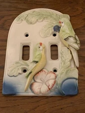 Takahashi San Francisco Parrots Porcelain Double Light Switch Plate VTG