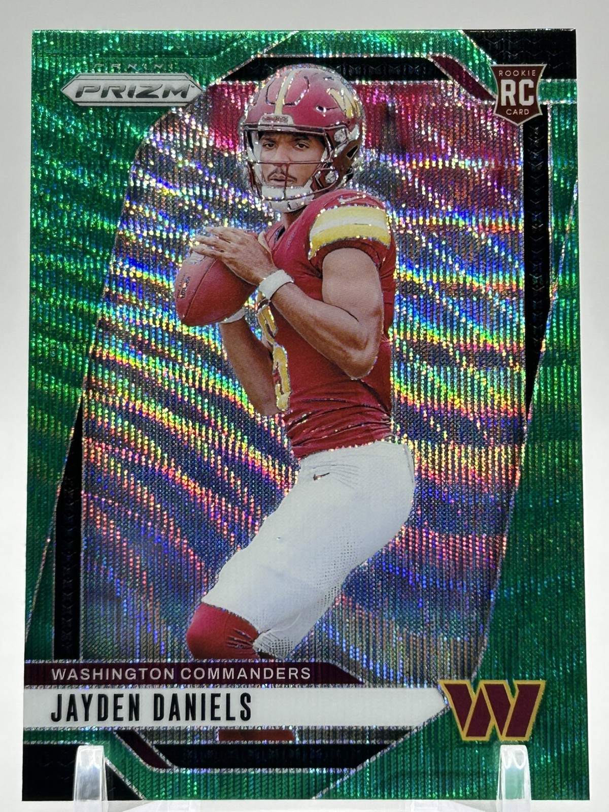 Jayden Daniels 2024 Prizm RC Green Wave Rookie #347 Commanders