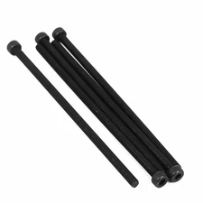 5pcs M4x100mm Fully Thread Hex Socket Head Knurled Cap Screw Bolt Black