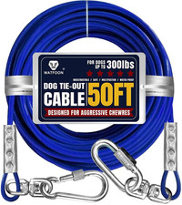 Tie Out Cable for Dogs up to 300Lbs,50Ft Extra Strong 1000Lbs Break Strength Tie