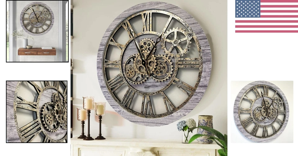 The Gears Clock The Real Moving Gear Reloj de Pared De Colección Industrial De Gran Tamaño... Foto 2 de 4