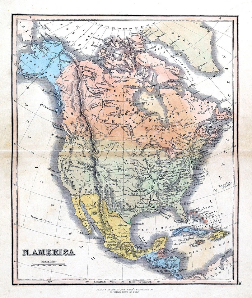 Mapa 1848 D Nimmo América del Norte Territorios de Estados Unidos México Canadá Alaska Foto 2 de 4