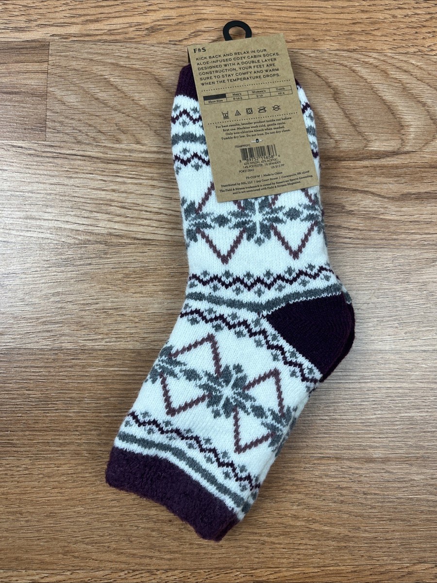 Lサイズ Field & Stream Cozy Cabin Socks Infused with Aloe, 1 Pair, Women's