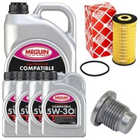 MotoröL Filter Set 5W-30 Plus Meguin 9 Liter + Schraube FüR Opel Movano B 2.3