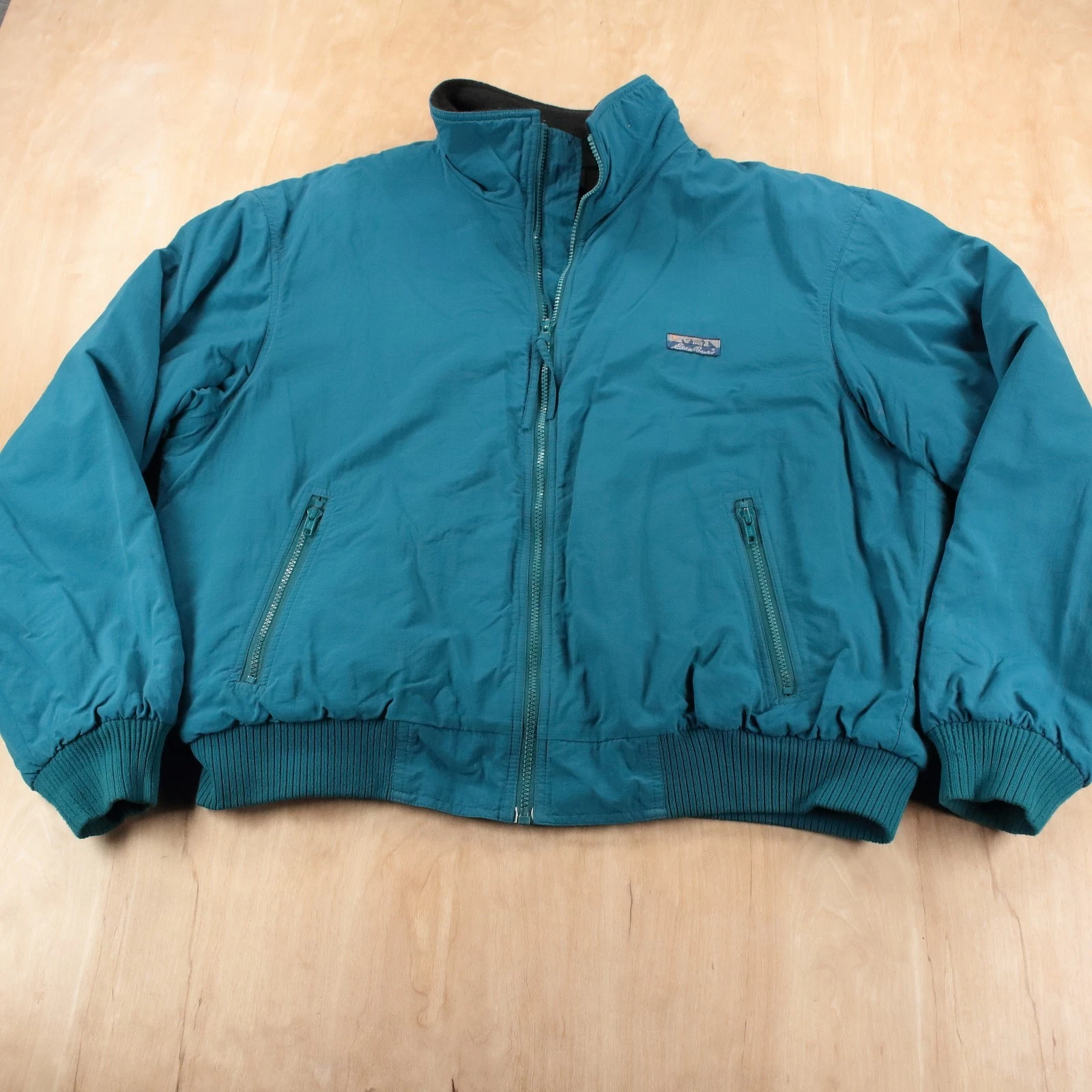EDDIE BAUER fleece lined nylon bomber windbreaker jacket XL vtg 90s usa made