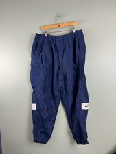 VINTAGE Nike Pants Adult XXL Blue White Swoosh Track Pants Athletic Mens Zip