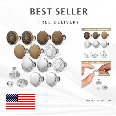 12 Pcs Card Slot Design Metal Jean Buttons - Quick & Easy Style Adjustments