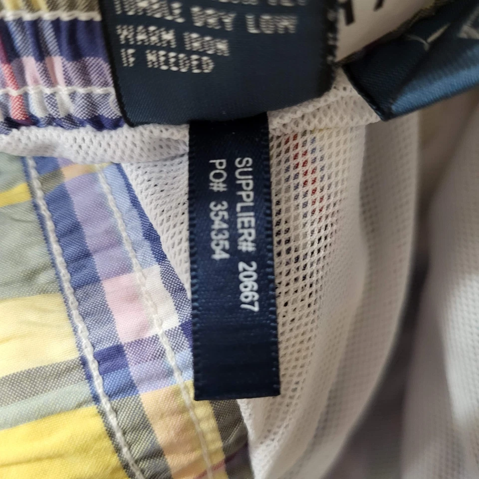 VINTAGE Polo Por Ralph Lauren Hombres Baúles 3XB Amarillo Madrás Botón A Cuadros 7" Entrepierna Foto 4 de 4