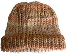 Handmade Knit Beanie Hat Pink White Brown Win...