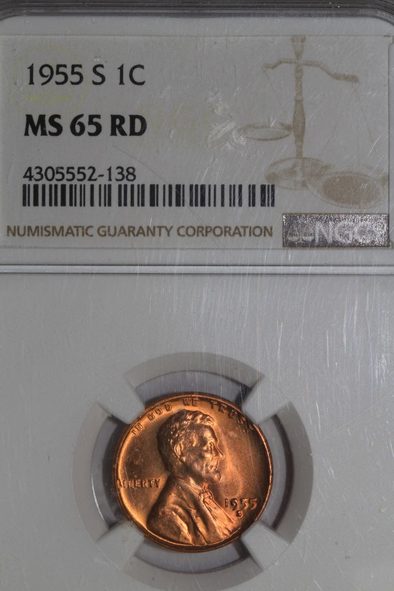 NGC 1955 Grade MS 65 Lincoln Wheat US Small Cents (1909-1958) for