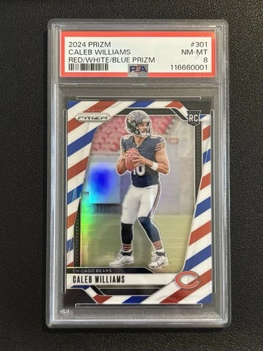 2024 Prizm Caleb Williams #301 Red/White/Blue Prizm RC PSA 8 Bears 🐻 🏈