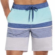 Hurley Men  s Swim Shorts Blue Gray Ombre Striped Volley Trunks Liner Size XL