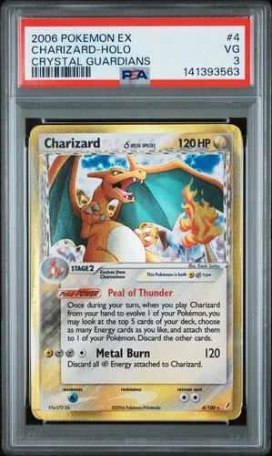 2006 Pokemon EX Crystal Guardians Charizard 4/100 Holo PSA 3 Delta Species