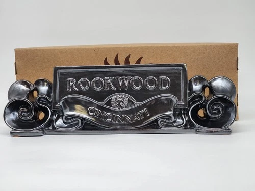 Rookwood 1986 Art Pottery Glazed Black Scroll Advertising Dealer Sign