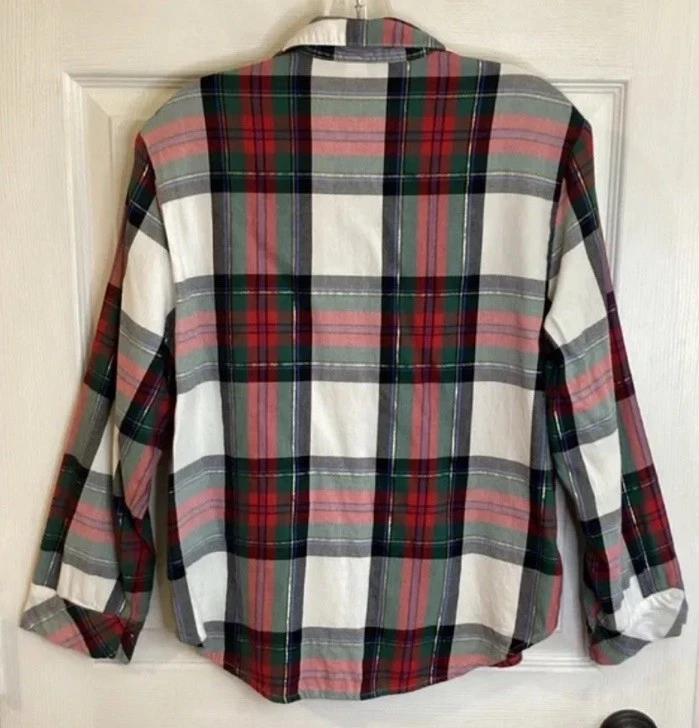 Nuevo sin etiquetas Pijama Victoria’s Secret Top Cuadros Scrunchie Rojo Verde Dorado Talla XL Rosa Foto 2 de 4