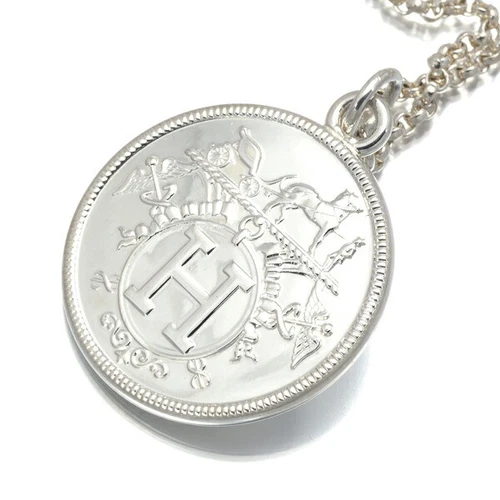 HERMÈS AUTENTICA COLLANA HERMES EXLIBRIS MM ARGENTO 925 K18RG ORO ROSA F S