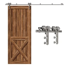 6.6FT Stainless Steel Sliding Barn Door Hardware Closet Track Kit for SingleDoor