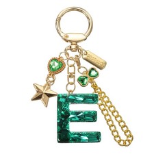 Initial Letter Keychain for Women Cute Heart Butterfly Star Chain Green E 