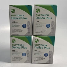 NEW 4-100 Count Boxes of One Touch Delica Plus 33G Lancets Extra Fine 2029+