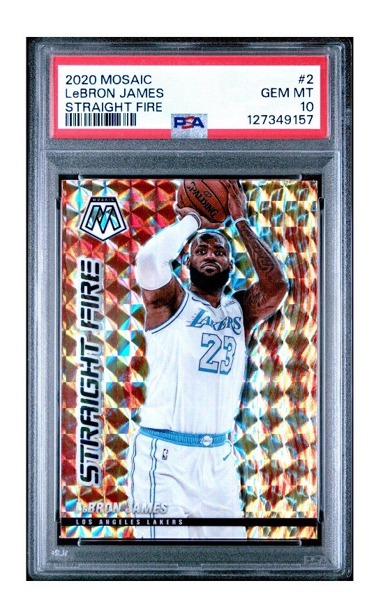 Rare - LeBron James 2020 Panini Mosaic #2 Straight Fire PSA 10 - Pop 82/125