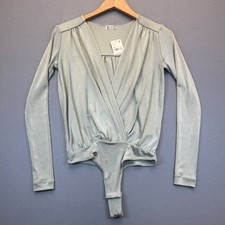 Intimately Free People Oxide Sage Green Shimmer V-Neck Bodysuit XS OB1064738 NEW