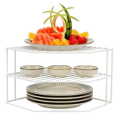 3-Tier Kitchen Corner Shelf Rack   10x10x7 Inch Metal Wire Counter & Cabinet ...
