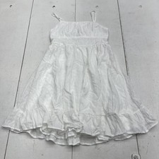 SHEIN Sundress Girls Teen 16Y White Crinkle Ruffle Hem Sleeveless Summer Party