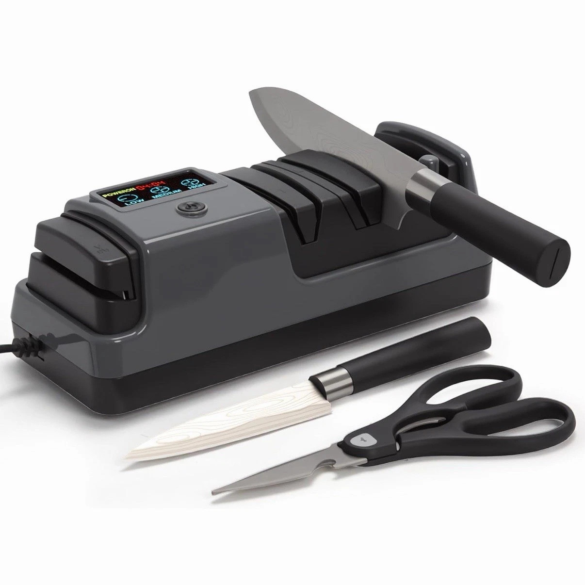 5 in 1 Electric Knife Sharpener-3 Rotational Speed Adjustable Knife Sharpener