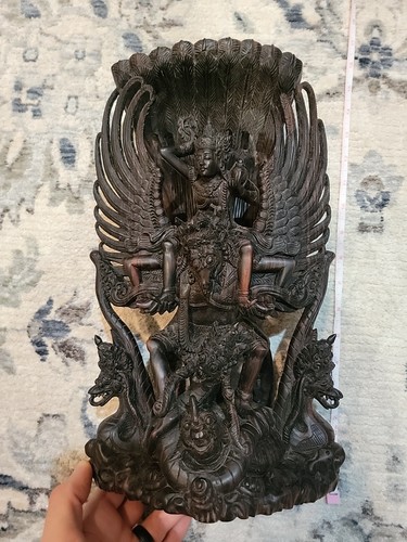 Hand Carved Rosewood GARUDA-VISHNU Sculpture. Stunningly Detailed!