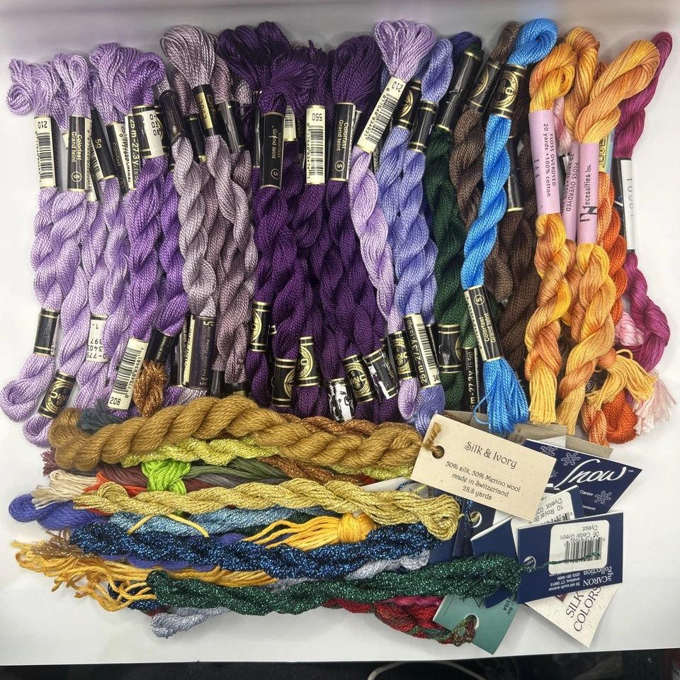 Lot of 70 plus RANDOM Embroidery Floss, Bright Beautiful Metallic & More Colors - Image 2 of 4