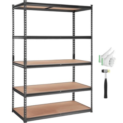 VEVOR Storage Shelves 5-Tier Adjustable 2000 lbs 24'' D x 48'' W x 72'' H, Black