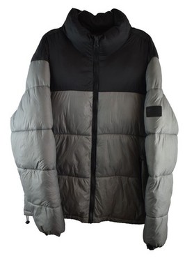 ZARA graue wattierte Jacke Gr. XL Herren durchgehender Reißverschluss Freizeit Outdoor Oberbekleidung