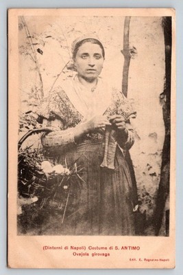 Naples Italy RPPC Woman Folk Costume Knitting Ovaiola Sant'Antimo Ragozino