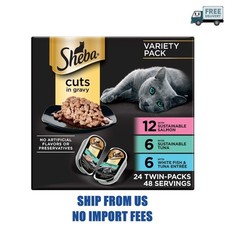 Sheba Wet Cat Food Cuts In Gravy Variety Pack, Gourmet Salmon, Signature Tuna, A