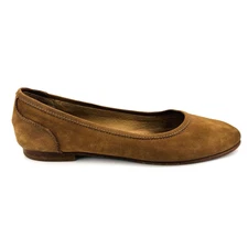 Womens 7 CWY by Coolway Brown Suede Leather Ballet Flats Slip On Shoes Low Heel