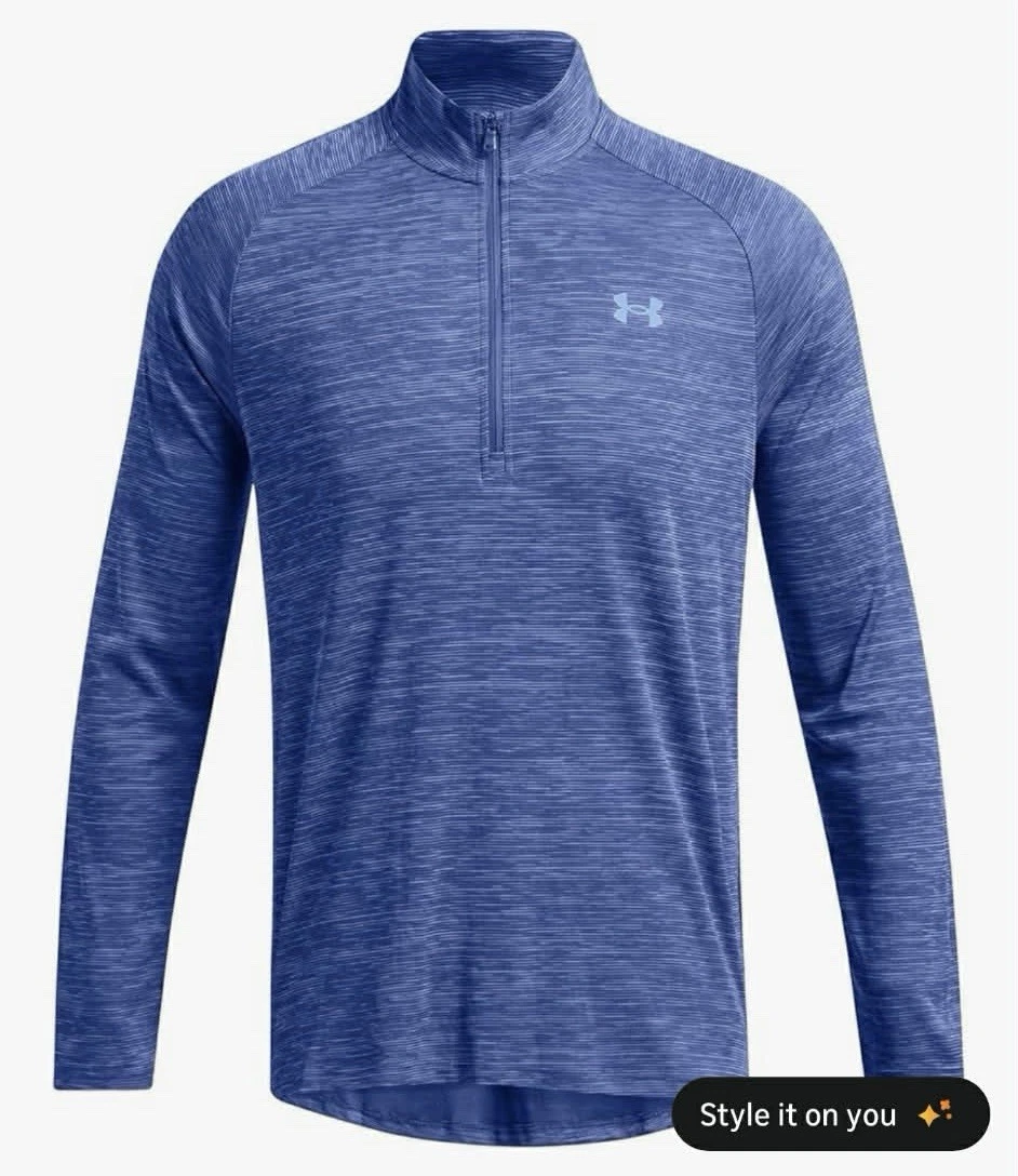Under Armour Men's UA Tech™ Textured ½ Zip Pullover Top Blue, Sz Small