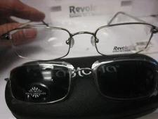 NEW Revolution Eyeglass Frame W/Magnetic sun shade  REV599 SSIL 51-19-140 w/case